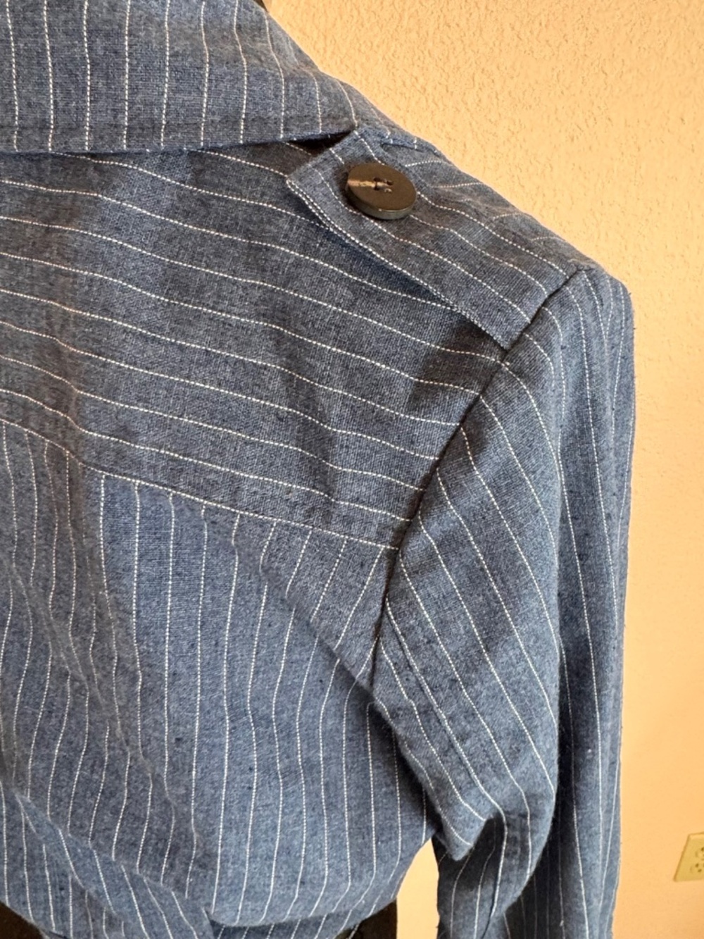 Nautical linen cotton blend Moon River Anthropologie blue stripe jacket Sm. - Picture 5 of 11